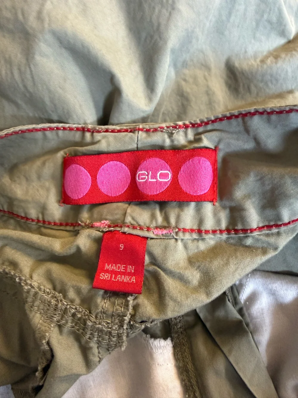 Y2K GLO jeans Sage Green Cargo Capris with Pink Accents And Silver Hardware